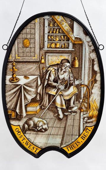 Glas-in-loodraam - 1850-1900 - Een ongebruikelijke antieke