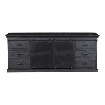 Dressoir Mangohout Milan 200 Zwart, Verzenden, Nieuw, Overige houtsoorten, Industriële meubels