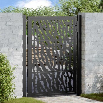 vidaXL Poort met sporenontwerp 100x125 cm staal zwart, Tuin en Terras, Tuinpoorten, Verzenden, Nieuw