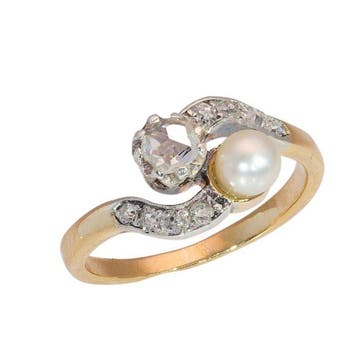 Ring - 18 karaat Geel goud Diamant (Natuurlijk) - Parel -, Nieuw