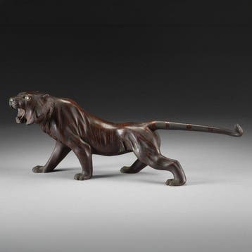 Okimono  van een tijger - Brons - Japan - Shwa periode