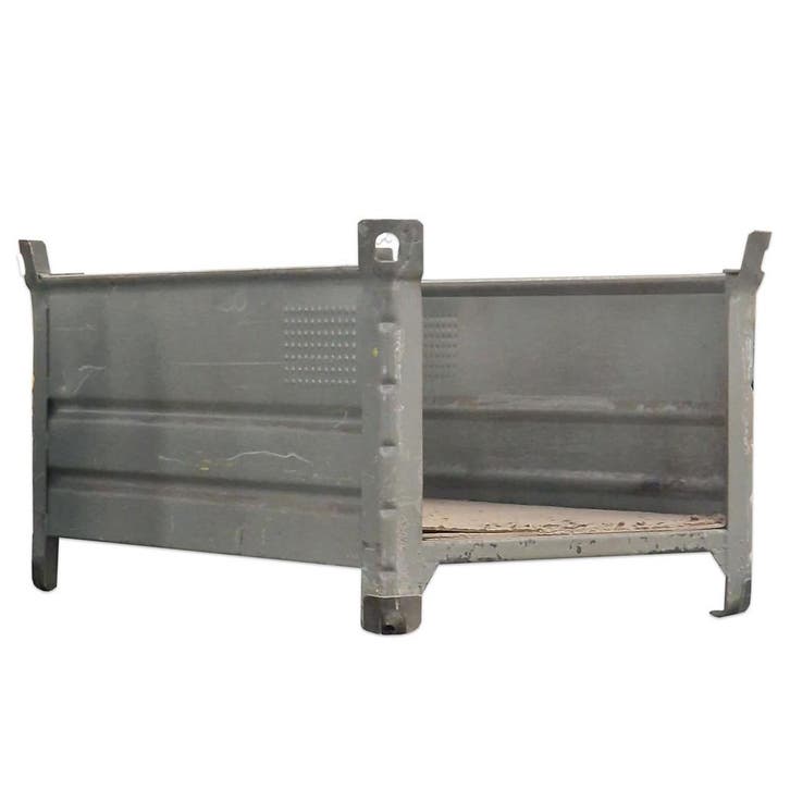 Stalen bak, open korte zijden, 125x85x68 cm, grijs, gebruikt, Zakelijke goederen, Kantoor en Winkelinrichting | Magazijn, Stelling en Opslag