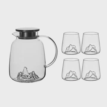 Unieke IJsberg Waterkan 2000ml met 4 IJsberg Glazen 370ml -, Verzenden