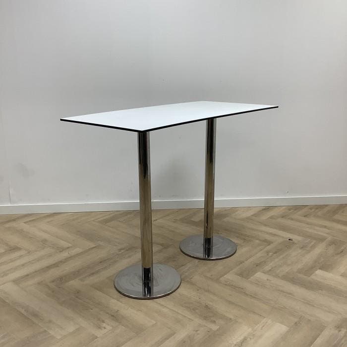 sta-tafel / bartafel 140x70 cm, wit - chroom, Huis en Inrichting, Tafelonderdelen, Gebruikt, Ophalen of Verzenden