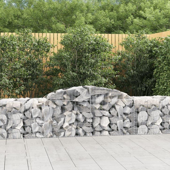 vidaXL Schanskorven 12 st gewelfd 300x50x60/80 cm, Tuin en Terras, Bloembakken en Plantenbakken, 100 cm of meer, Nieuw, Metaal