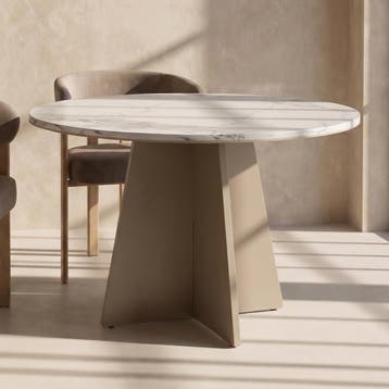 *WOONWINKEL* Ronde Eettafel Met Kruisvoet Beige, Verzenden, Nieuw