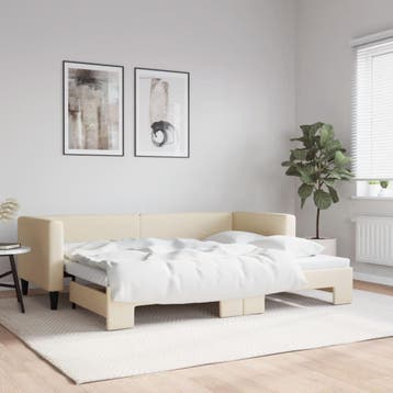 vidaXL Slaapbank met onderschuifbed 80x200 cm stof, Eenpersoons, Verzenden, Nieuw, 80 cm
