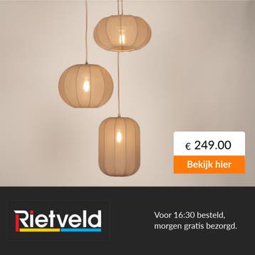 Rietveld-Hanglampen-Taupe-Stof, Metaal, Huis en Inrichting, Verzenden, Nieuw