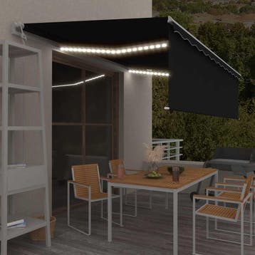 vidaXL Luifel automatisch rolgordijn LED windsensor 5x3 m, Verzenden, Nieuw