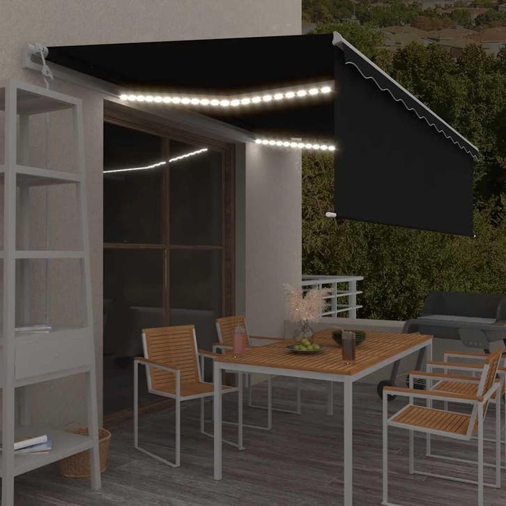vidaXL Luifel automatisch rolgordijn LED windsensor 5x3 m, Tuin en Terras, Zonneschermen, Nieuw, Verzenden