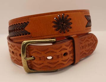 Buckle riem  Gevlochten in pijlvorm en bol  beige / bruin, Overige kleuren, Verzenden, Echt leder, Nieuw