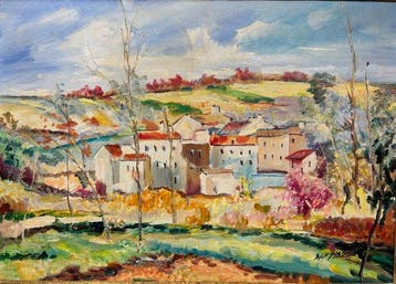 Alfredo Grimaldi (1950) - Rustico tra gli alberi