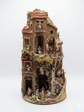 Kerststal - Aardewerk - 43 cm, Antiek en Kunst