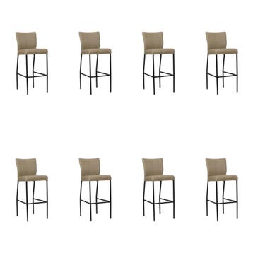 Set van 8 Leren barkrukken Revolt hoog - Hermes Mocca, Ophalen of Verzenden, Nieuw, Leer