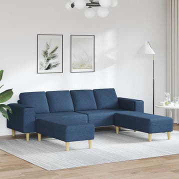 vidaXL Woonkamer Bank 3 st Blauw Polyester, Verzenden, Nieuw, Kunststof, 150 tot 200 cm