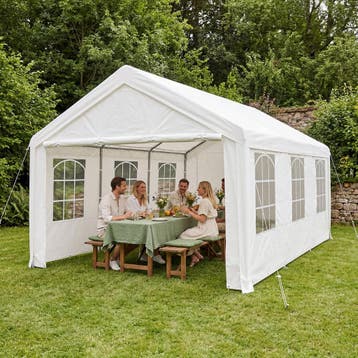 Tuinpaviljoen 6x4m met 4 zijwanden - wit, Verzenden, Nieuw