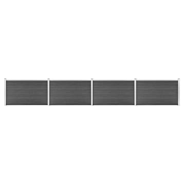 vidaXL Schuttingpanelenset 699x105 cm HKC zwart, Tuin en Terras, Verzenden, Nieuw, Kunststof, 1 tot 2 meter
