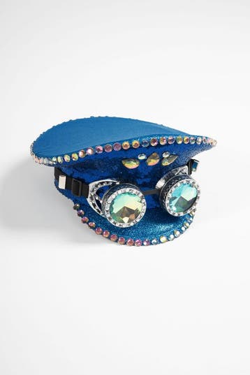 KIMU® Pet Blauwe Kapiteinspet met Goggles Maaat 61 Diamanten, Ophalen of Verzenden, Nieuw
