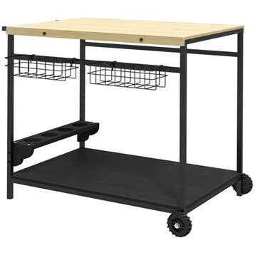 Serveerwagen Tuinrolwagen Met 2 Niveaus Barbecue Trolley Met, Huis en Inrichting, Verzenden, Nieuw