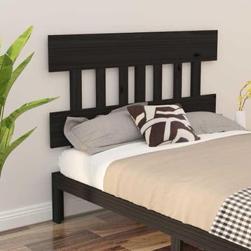 vidaXL Hoofdbord 143,5x3x81 cm massief grenenhout zwart, Verzenden, Nieuw, Zwart, Hout