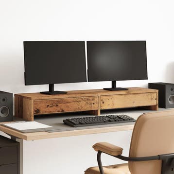 vidaXL Monitorstandaard met lades 100x27x15 cm hout oud, Verzenden, Nieuw