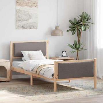 vidaXL Bedframe met hoofdeinde Taupe 90 x 190 cm Stof, Eenpersoons, Bruin, Verzenden, Nieuw