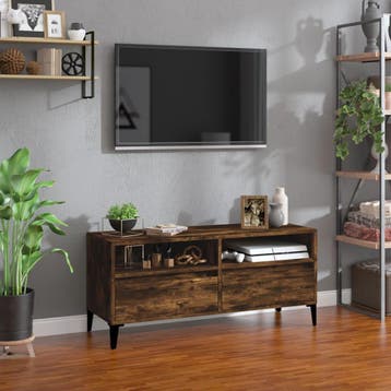 vidaXL Tv-meubel 100x34,5x44,5 cm bewerkt hout gerookt, Minder dan 50 cm, Verzenden, Nieuw, Minder dan 100 cm