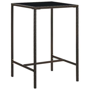 vidaXL Tuinbartafel 70x70x110 cm poly rattan en glas bruin, Verzenden, Nieuw