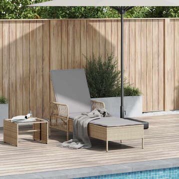 vidaXL Ligstoel poly rattan Beige en Licht Grijs, Verzenden, Nieuw