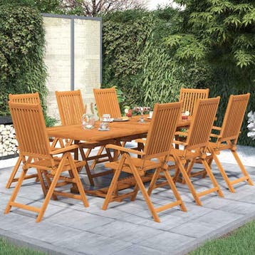 vidaXL 9-delige Tuinset massief acaciahout 160-240 cm, Tuin en Terras, Tuinsets en Loungesets, Nieuw, 8 zitplaatsen, Tuinset, Verzenden