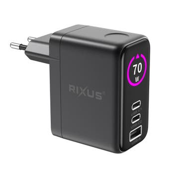 Rixus RXHC50 GaN-voedingsadapter met TFT-scherm, 70 W, Space, Verzenden, Nieuw