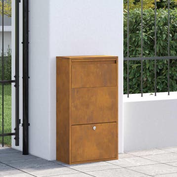 vidaXL Pakket inwerp box met slot Roestig 44 x 22 x 82 cm, Verzenden, Nieuw