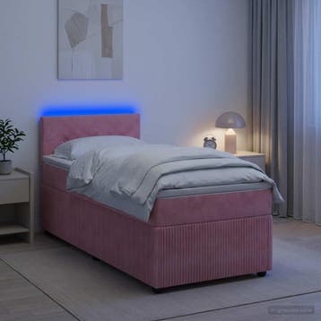 vidaXL Boxspringbed met matras met hoofdeinde Roze 80 x 200, Verzenden, Nieuw, Eenpersoons, Stof