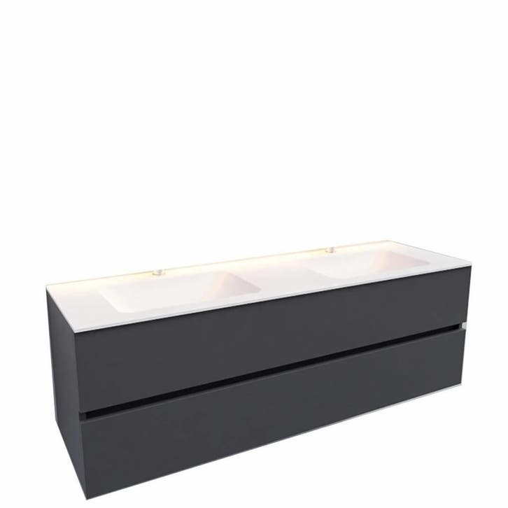 Badkamermeubel Solid Surface AQS Oslo 150x46 cm Dubbel Mat, Huis en Inrichting, Badkamer | Badkamermeubels, Ophalen of Verzenden