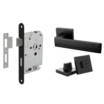 Deurbeslag set met WC-slot en deurklink Nova21 geveerd zw..., Ophalen of Verzenden, Nieuw, Overige materialen, Klink of Kruk