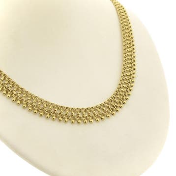 Gouden galeriedraad schakelcollier (Ketting), Ophalen of Verzenden, Gebruikt, Goud, Goud
