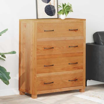 vidaXL Kast met lade Bruin 80 x 35 x 95 cm Massief Eikenhout, Verzenden, Nieuw