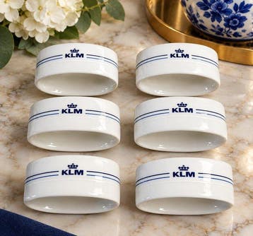Six Vintage KLM Business Class Napkin rings - Servetring -