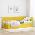 vidaXL Hoekbedframe Geel 90 x 200 cm Fluweel, Huis en Inrichting, Verzenden, Nieuw, Stof