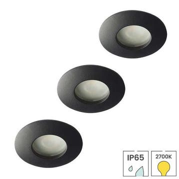 3 spotjes zwart | IP65 inbouwspot LED badkamer | 3.5W 2700K, Huis en Inrichting, Lampen | Spots, Verzenden, Nieuw, Plafondspot of Wandspot