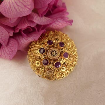 22 karaat gouden Oosterse hanger/broche met robijn, Sieraden, Tassen en Uiterlijk, Broches, Gebruikt, Overige kleuren, Ophalen of Verzenden