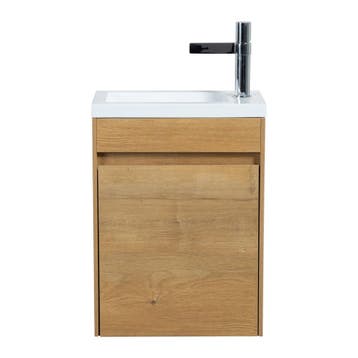 Fonteinmeubel Antonio 40cm eiken met mat witte wastafel, Verzenden, Nieuw