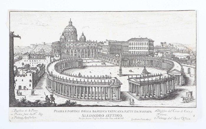 Giovanni Battista Falda (XVII) - Piazza e portici della, Antiek en Kunst, Antiek | Overige Antiek