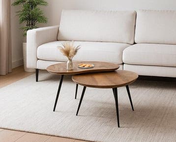 Salontafel Erfurt organisch set van 2 mangohout - Naturel, Ophalen of Verzenden, Nieuw