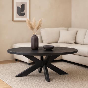 Salontafel Mangohout Ovaal Oscar Zwart, Verzenden, Nieuw, Industriële meubels, Ovaal