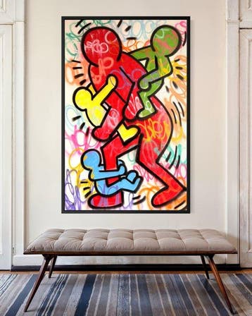 Gunnar Zyl - Love Family / Keith Haring & Zyl XXL, Antiek en Kunst, Kunst | Schilderijen | Modern