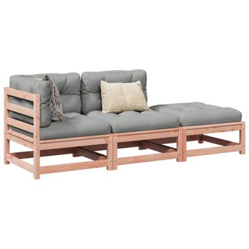 vidaXL 3-delige Loungeset met kussens massief douglas, Verzenden, Nieuw, Loungeset