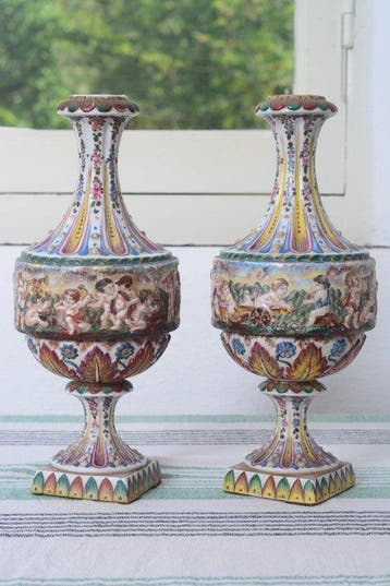 Capodimonte - Vaas (2) - Porselein - Een paar decoratieve