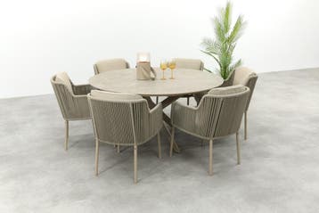 4SO Bernini/Prado 6-persoons ronde dining tuinset Ø160 cm. -, Verzenden, Nieuw, Rvs, Tuinset