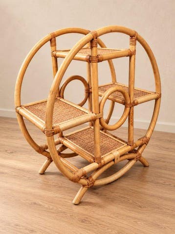 Plantentafel - Bamboe, rotan - sculpturaal plantenrek